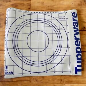 Tupperware Pastry Sheet Baking Mat Rolling Guide 16" Pizza 10" Pie Blue Vintage